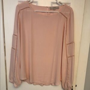 LOFT Soft Pink Blouse with Lace Accents
